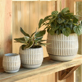Lined Stoneware Plant Pot with Saucer