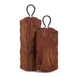 Rustic Edge Serving Board with Hammered Iron Handle