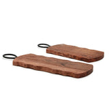 Rustic Edge Serving Board with Hammered Iron Handle