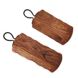 Rustic Edge Serving Board with Hammered Iron Handle
